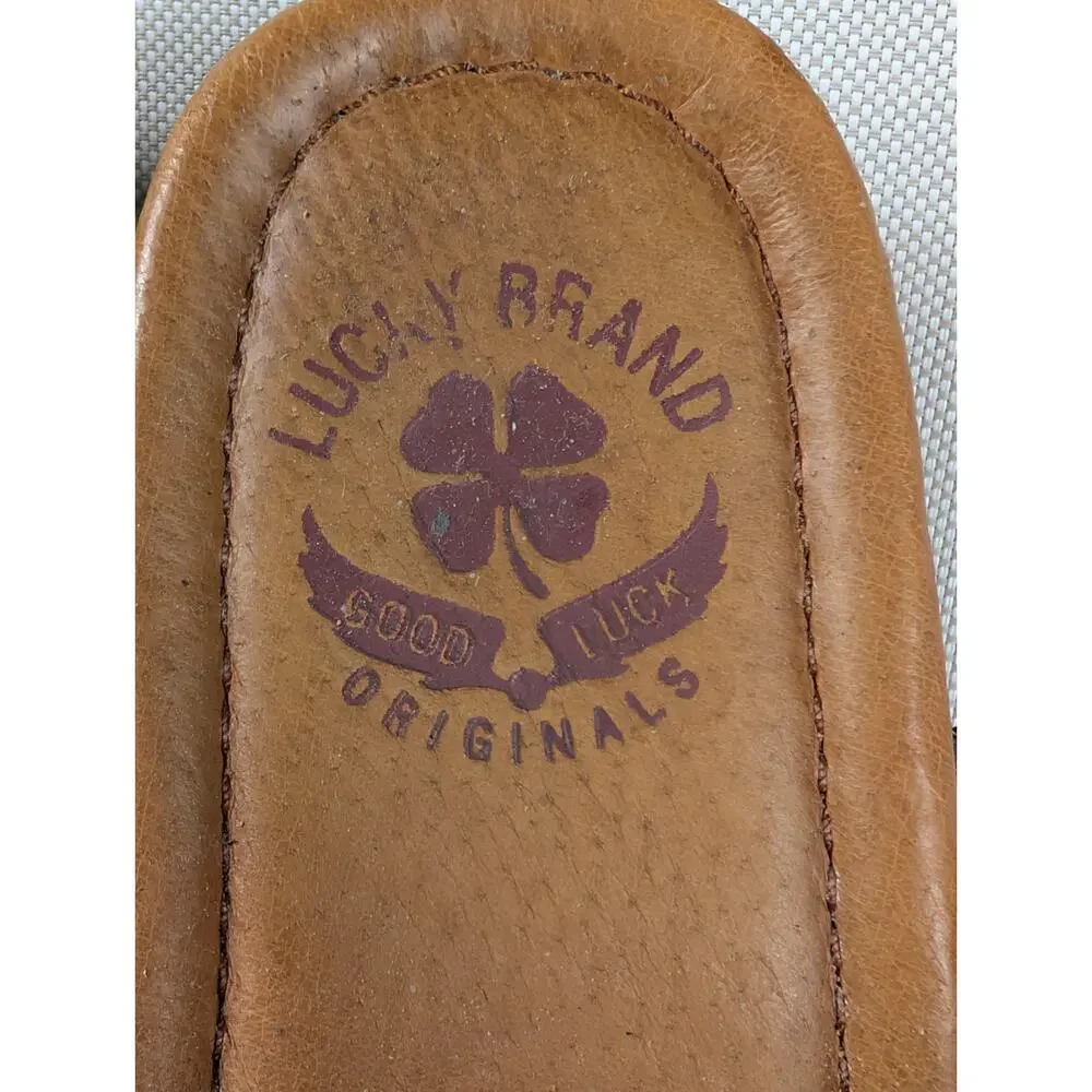 Lucky Brand Womens Wood Leather Platform Block Clogs Brown Size 6.5 M Peace